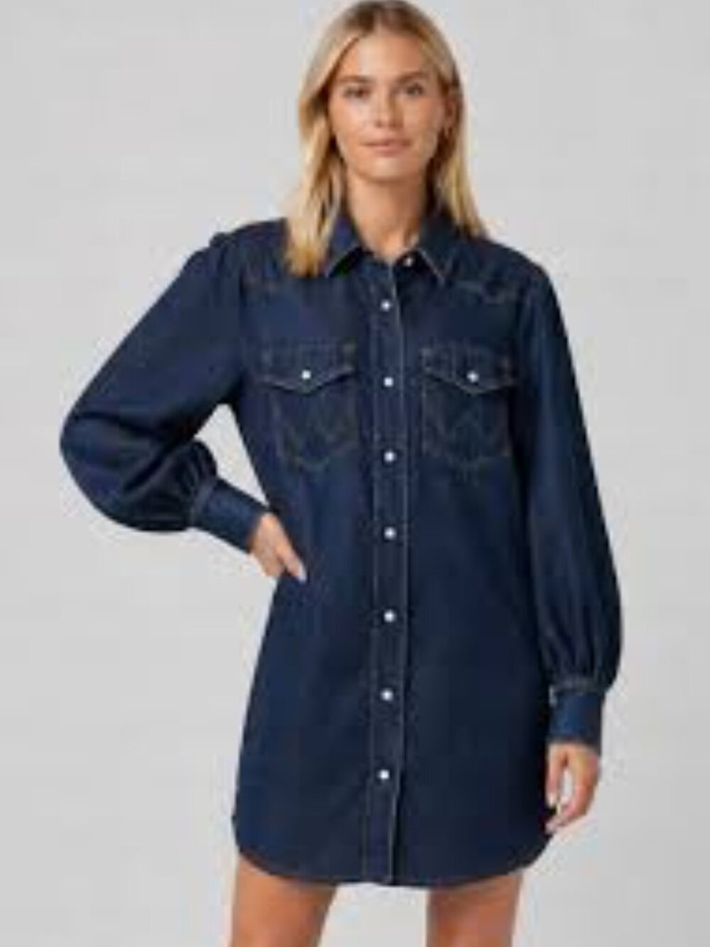 Wrangler denim dress with balloon sleeves - Picture 3 of 5